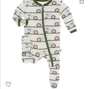 Like new kickee pants footie- natural tractor
